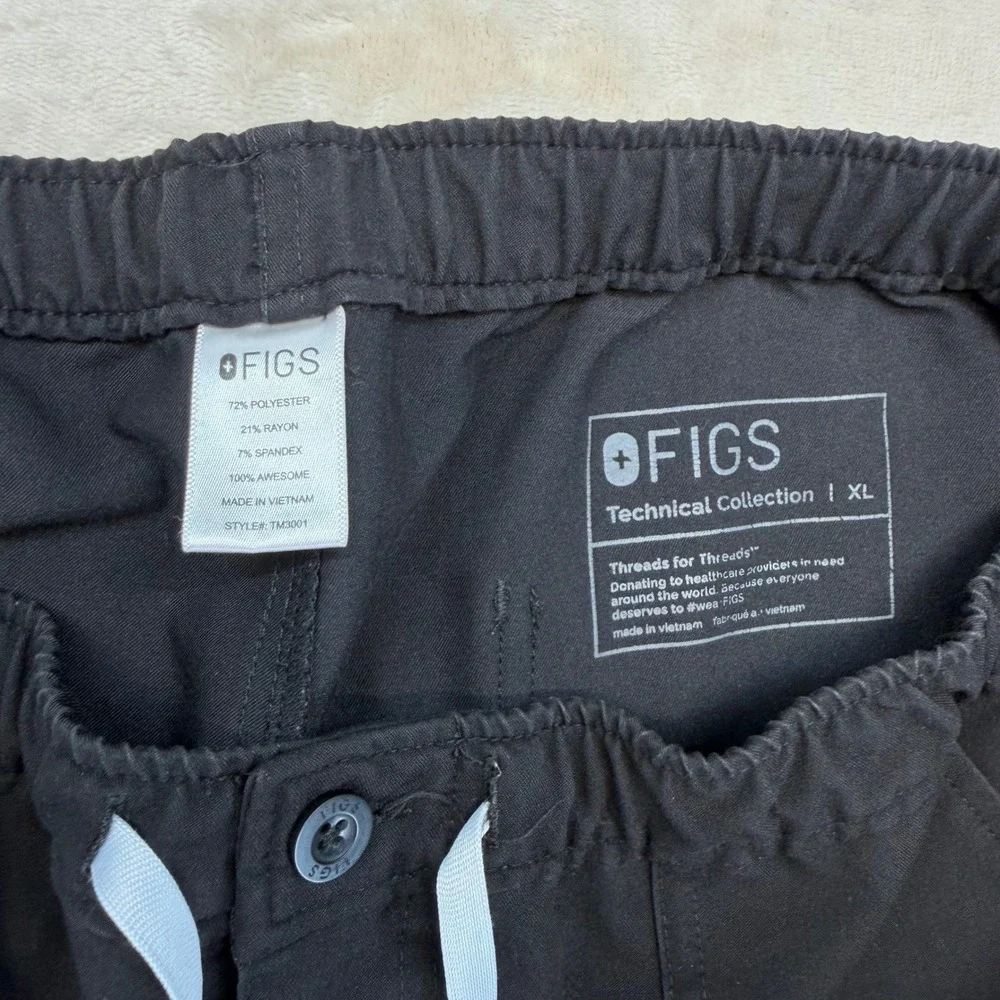 FIGS Scrub Pants Mens XL Black Excellent Technical Collection TM3001 Cargo